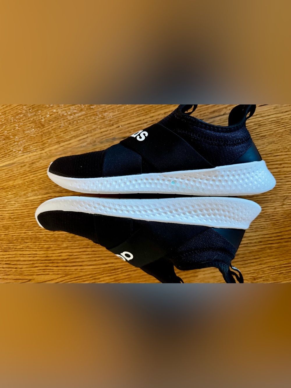 adidas Black Slip-On Athletic Sneakers with White Soles - Picture 3 of 12